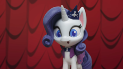 Size: 1920x1080 | Tagged: safe, derpibooru import, screencap, rarity, pony, fashion failure, my little pony: pony life, my little pony: stop motion short, :o, open mouth, solo, stop motion