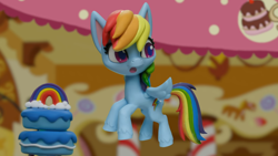 Size: 1920x1080 | Tagged: safe, derpibooru import, screencap, rainbow dash, pony, cake off, my little pony: pony life, my little pony: stop motion short, cake, food, solo, stop motion