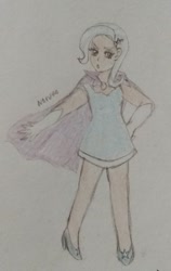 Size: 648x1024 | Tagged: safe, artist:wrath-marionphauna, derpibooru import, trixie, human, cape, clothes, humanized, solo, traditional art, trixie's cape