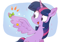 Size: 1280x880 | Tagged: safe, artist:nendo, derpibooru import, twilight sparkle, twilight sparkle (alicorn), alicorn, cute, open mouth, ribbon, solo, twiabetes