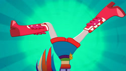 Size: 3410x1920 | Tagged: safe, derpibooru import, screencap, rainbow dash, eqg summertime shorts, equestria girls, raise this roof, belt, boots, breakdancing, clothes, cute, cutie mark, cutie mark on clothes, dashabetes, fall formal outfits, female, feminism, legs, pictures of legs, shoes, solo