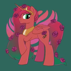 Size: 2000x2000 | Tagged: safe, artist:mediocremare, derpibooru import, alicorn, pony, female, flower, flower in hair, mare, rose, solo