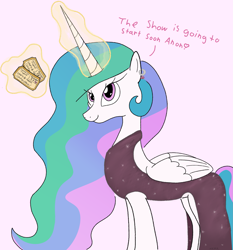 Size: 1865x2000 | Tagged: safe, artist:notawriteranon, derpibooru import, princess celestia, alicorn, pony, clothes, dress, hearts and hooves day, holiday, implied anon, valentine's day