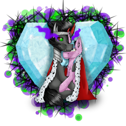 Size: 5000x5000 | Tagged: safe, derpibooru import, idw, king sombra, radiant hope, unicorn, commission, female, hopebra, male, shipping, simple background, straight, transparent background