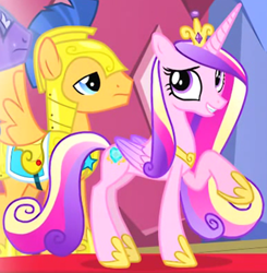 Size: 1054x1075 | Tagged: safe, derpibooru import, screencap, flash sentry, princess cadance, alicorn, pegasus, pony, three's a crowd, amethyst stone, female, solo