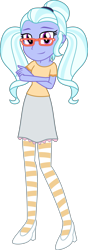 Size: 1415x4009 | Tagged: safe, artist:sketchmcreations, derpibooru import, sugarcoat, equestria girls, clothes, commission, crossed arms, female, glasses, high heels, leggings, looking at you, shoes, simple background, skirt, smiling, transparent background, vector