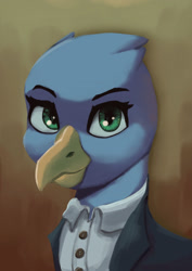 Size: 1280x1805 | Tagged: safe, artist:monx94, derpibooru import, oc, oc only, griffon, equestria at war mod, beak, bust, clothes, cute, looking at you, portrait, solo, suit