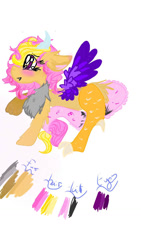 Size: 720x1280 | Tagged: safe, artist:cocolove2176, derpibooru import, oc, oc only, hybrid, female, interspecies offspring, offspring, parent:discord, parent:fluttershy, parents:discoshy, raised hoof, raised leg, reference sheet, simple background, solo, white background