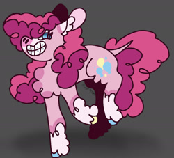 Size: 1780x1619 | Tagged: safe, artist:caramelbolt24, derpibooru import, pinkie pie, earth pony, pony, chest fluff, dark background, ear fluff, ears, female, grin, hoof polish, mare, signature, smiling, solo