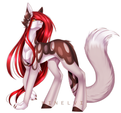 Size: 2292x2136 | Tagged: safe, artist:minelvi, derpibooru import, oc, oc only, hybrid, pony, wolf, wolf pony, ear fluff, ears, signature, simple background, solo, transparent background