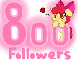 Size: 1024x786 | Tagged: safe, artist:arielsbx, derpibooru import, apple bloom, earth pony, pony, adorabloom, ask little applebloom, bipedal, bipedal leaning, blushing, cute, female, filly, followers, heart, leaning, simple background, solo, text, transparent background