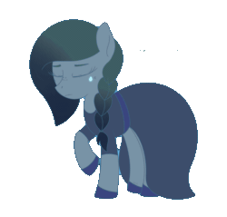 Size: 1840x1758 | Tagged: safe, artist:dyonys, derpibooru import, oc, oc:lucky brush, earth pony, pony, animated, braid, clothes, crying, different color palette, different hairstyle, freckles, raised hoof, raised leg, text