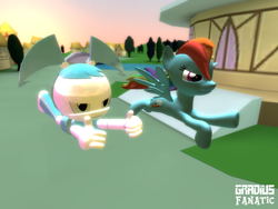 Size: 2048x1536 | Tagged: safe, artist:gradiusfanatic, derpibooru import, rainbow dash, pegasus, robot, 3d, crossover, female, gmod, jenny wakeman, my life as a teenage robot