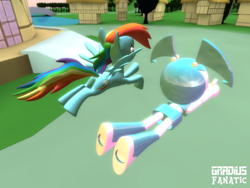 Size: 2048x1536 | Tagged: safe, artist:gradiusfanatic, derpibooru import, rainbow dash, pegasus, robot, 3d, crossover, female, gmod, jenny wakeman, my life as a teenage robot