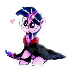 Size: 1024x1024 | Tagged: safe, artist:liaaqila, derpibooru import, twilight sparkle, unicorn twilight, pony, unicorn, adorkable, clothes, cosplay, costume, cute, dork, glasses, harry potter, heart, nerd, twiabetes