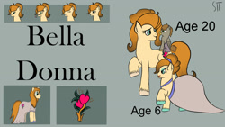 Size: 1280x720 | Tagged: safe, artist:schumette14, derpibooru import, oc, oc:bella donna, earth pony, beauty, next generation, parent:cheese sandwich, parent:lily lace, parents:cheeesely, parents:cheeselace, parents:lilysandwich, redesign, reference, story included, young mother