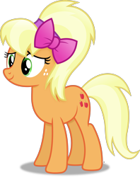 Size: 2720x3441 | Tagged: safe, artist:anime-equestria, derpibooru import, applejack, earth pony, pony, alternate hairstyle, bow, female, freckles, hair bow, hairband, happy, mare, simple background, smiling, solo, transparent background, vector