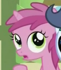 Size: 210x240 | Tagged: safe, derpibooru import, screencap, ruby pinch, shady daze, pony, unicorn, ponyville confidential, cropped, female, mare, offscreen character, open mouth, pictures of heads, solo, solo focus