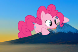 Size: 3000x2000 | Tagged: safe, artist:patec, artist:theotterpony, derpibooru import, pinkie pie, pony, macro, mountain, solo