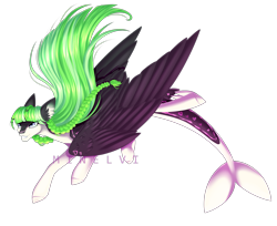 Size: 2679x2190 | Tagged: safe, artist:minelvi, derpibooru import, oc, oc only, hybrid, pegasus, pony, augmented tail, ear fluff, ears, grin, pegasus oc, signature, simple background, smiling, solo, transparent background, wings