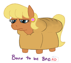 Size: 774x681 | Tagged: safe, artist:jargon scott, ms. harshwhinny, bread pony, earth pony, food pony, original species, pony, bread, female, food, mare, ms. harshwhinny is unamused, pun, simple background, solo, unamused, white background
