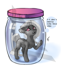 Size: 1600x1915 | Tagged: safe, artist:bilistytheles, derpibooru import, oc, oc only, pony, unicorn, commission, do not want, horn, jar, lewd container meme, solo, thought bubble, unicorn oc, your character here