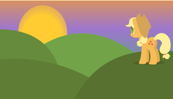 Size: 3840x2190 | Tagged: safe, artist:thunder-blur, derpibooru import, applejack, earth pony, minimalist, modern art, simple background, solo, sunrise