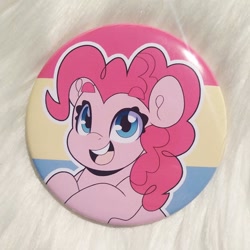 Size: 794x794 | Tagged: safe, artist:partylikeanartist, derpibooru import, pinkie pie, earth pony, pony, etsy, merchandise, pansexual, pansexual pride flag, photo, pin, pride, pride flag, solo