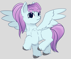 Size: 5256x4376 | Tagged: safe, artist:backgroundpony#f352, derpibooru import, oc, oc only, pegasus, fluffy, hooves, looking at you, ponytail, simple background, smiling