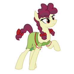 Size: 3084x3088 | Tagged: safe, artist:three uncle, derpibooru import, hilly hooffield, earth pony, pony, the hooffields and mccolts, background pony, bow, clothes, female, hair bow, hooffield family, mare, pigtails, pose, simple background, solo, vector