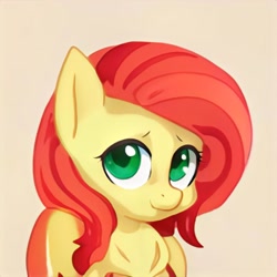 Size: 1024x1024 | Tagged: safe, artist:thisponydoesnotexist, derpibooru import, neural network, not fluttershy, simple background, tan background