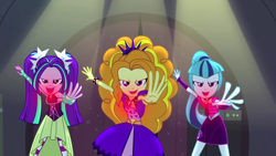 Size: 1920x1080 | Tagged: safe, derpibooru import, screencap, adagio dazzle, aria blaze, sonata dusk, equestria girls, rainbow rocks, sleeveless, welcome to the show