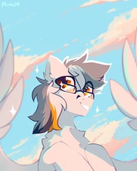 Size: 1200x1500 | Tagged: safe, artist:mirtash, derpibooru import, oc, oc only, oc:kej, pegasus, pony, glasses, solo