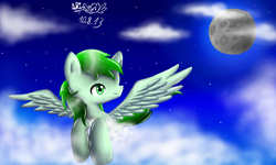 Size: 854x512 | Tagged: safe, artist:akiko, derpibooru import, oc, oc only, oc:dreamer skies, pegasus, pony, 3ds, moon, pegasus oc