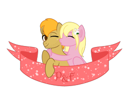 Size: 2000x1500 | Tagged: safe, artist:katelynleeann42, derpibooru import, oc, oc only, oc:floria, oc:pumpkin, earth pony, pegasus, pony, female, kissing, male, mare, simple background, stallion, transparent background