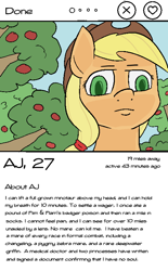 Size: 480x774 | Tagged: safe, artist:happy harvey, derpibooru import, applejack, earth pony, pony, apple, apple tree, drawn on phone, female, meme, profile, profile picture, solo, tinder, tree