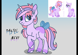 Size: 2388x1668 | Tagged: safe, artist:caramelbolt24, derpibooru import, oc, oc only, pony, unicorn, bow, colored hooves, ear fluff, ears, horn, raised hoof, raised leg, signature, smiling, tail bow, unicorn oc