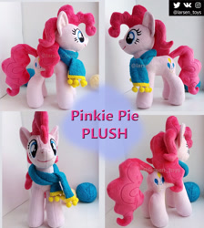 Size: 1369x1531 | Tagged: safe, artist:larsen toys, derpibooru import, pinkie pie, earth pony, pony, advertisement, auction open, clothes, irl, photo, plushie, realistic, scarf