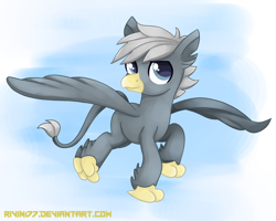 Size: 2000x1600 | Tagged: safe, artist:rivin177, derpibooru import, oc, griffon, cloud, commission, flying, sky, solo