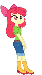 Size: 1246x2214 | Tagged: safe, artist:gmaplay, derpibooru import, apple bloom, human, equestria girls, boots, bow, female, hair bow, rain boots, shoes, simple background, solo, transparent background, vector