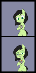 Size: 1000x2000 | Tagged: safe, artist:happy harvey, derpibooru import, oc, oc only, oc:anon filly, bipedal, device, drawn on phone, faggot, female, filly, light, looking at you, slur, smug, solo, standing up, standing upright, vulgar