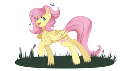 Size: 1920x1080 | Tagged: safe, artist:chickenbrony, derpibooru import, fluttershy, pegasus, pony, alternate hairstyle, cute, female, looking up, mare, open mouth, shyabetes, smiling, solo