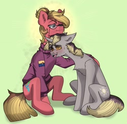 Size: 2048x2008 | Tagged: safe, artist:chibadeer, derpibooru import, oc, oc only, earth pony, unicorn, duo