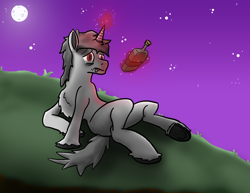 Size: 3300x2550 | Tagged: safe, artist:tofuslied-, derpibooru import, oc, pony, unicorn, magic, night