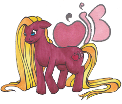 Size: 1754x1493 | Tagged: safe, artist:takara-phoenix, derpibooru import, oc, oc only, oc:pacific rose, earth pony, pony, cutie mark, earth pony oc, female, mare, mixed media, offspring, parent:big macintosh, parent:fluttershy, parents:fluttermac, simple background, solo, traditional art, transparent background