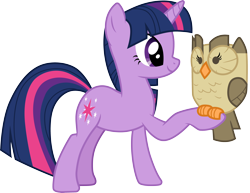 Size: 3896x3000 | Tagged: safe, artist:cloudyglow, derpibooru import, owlowiscious, twilight sparkle, unicorn twilight, bird, owl, pony, unicorn, keep calm and flutter on, .ai available, absurd resolution, duo, duo female, female, mare, simple background, transparent background, vector