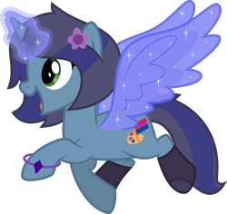 Size: 4237x4000 | Tagged: safe, alternate version, artist:melisareb, derpibooru import, oc, oc only, oc:savannah london, pony, unicorn, absurd resolution, alicorn wings, artificial wings, augmented, bisexual pride flag, bracelet, clothes, female, glowing horn, horn, inkscape, jewelry, magic, magic wings, mare, open mouth, pride, pride flag, simple background, socks, solo, telekinesis, transparent background, vector, wings