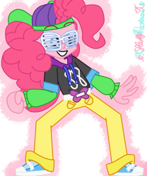 Size: 1024x1229 | Tagged: safe, artist:xxfluffypachirisuxx, derpibooru import, pinkie pie, dance magic, equestria girls, spoiler:eqg specials, '90s, mc pinkie, simple background, solo, transparent background