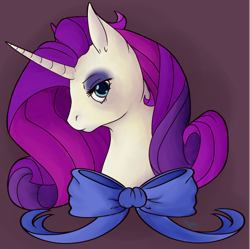 Size: 1634x1628 | Tagged: safe, artist:honestly-birdie, derpibooru import, rarity, pony, unicorn, bow, bust, eyeshadow, makeup, solo