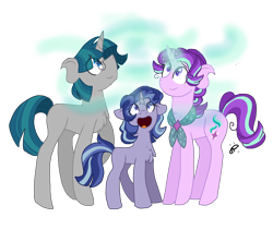 Size: 2100x1772 | Tagged: safe, artist:gallantserver, derpibooru import, starlight glimmer, stygian, oc, oc:artemis (gallantserver), pony, unicorn, female, filly, male, mare, offspring, shipping, simple background, straight, styglimmer, transparent background